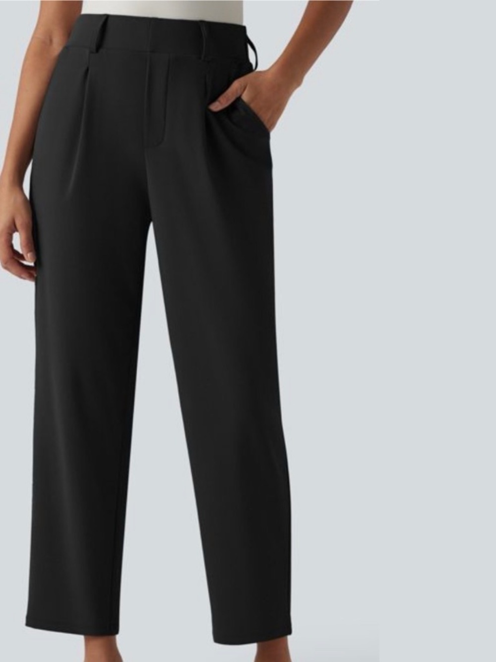 Boston Proper Pleat Front Ankle Pants Lined Pull On Black